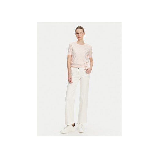 Sweter damski Guess biały z okrągłym dekoltem 