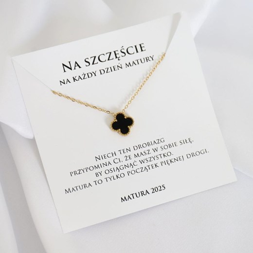 Prezent dla maturzysty z dedykacją naszyjnik złota koniczynka ze sklepu otien.com w kategorii Naszyjniki - zdjęcie 179802590