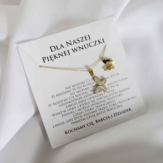 Naszyjnik złoty z dedykacją dla wnuczki od dziadków motyl z cyrkoniami ze sklepu otien.com w kategorii Naszyjniki - zdjęcie 179802604