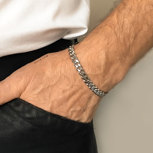 Bransoletka męska pancerka srebrna gruba 7 mm 18 cm, 21 cm lub 23 cm ze sklepu otien.com w kategorii Bransoletki - zdjęcie 179802670