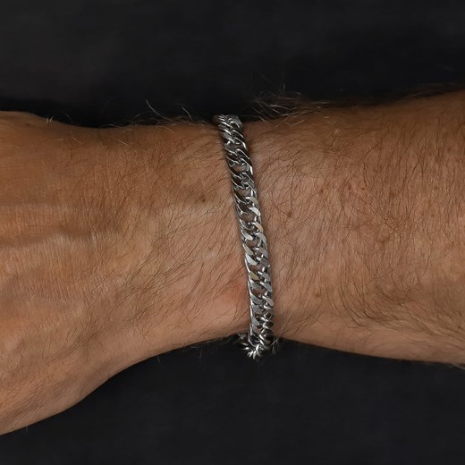 Bransoletka srebrna męska gruba 22 cm 7 mm stal chirurgiczna ze sklepu otien.com w kategorii Bransolety - zdjęcie 179802853