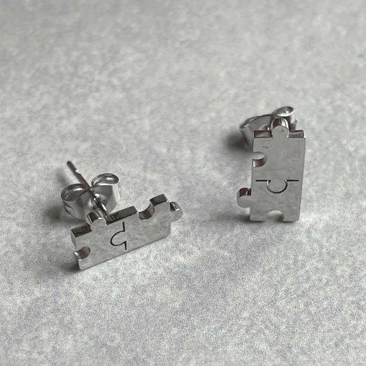 Kolczyki srebrne puzzle ze stali chirurgicznej ze sklepu otien.com w kategorii Kolczyki - zdjęcie 179802863