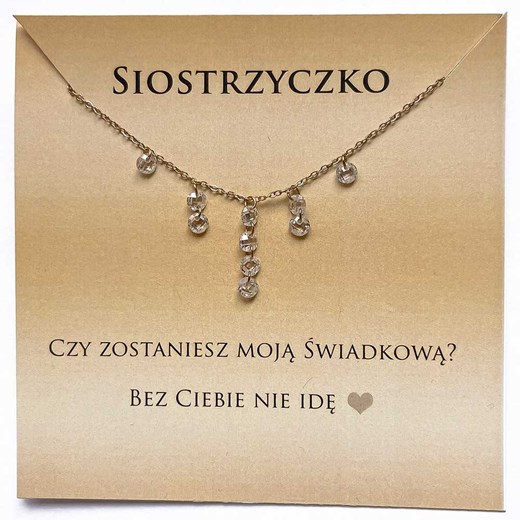 Naszyjnik z dedykacją Pytanie o świadkowanie dla siostry kryształki stal chirurgiczna ze sklepu otien.com w kategorii Naszyjniki - zdjęcie 179802900