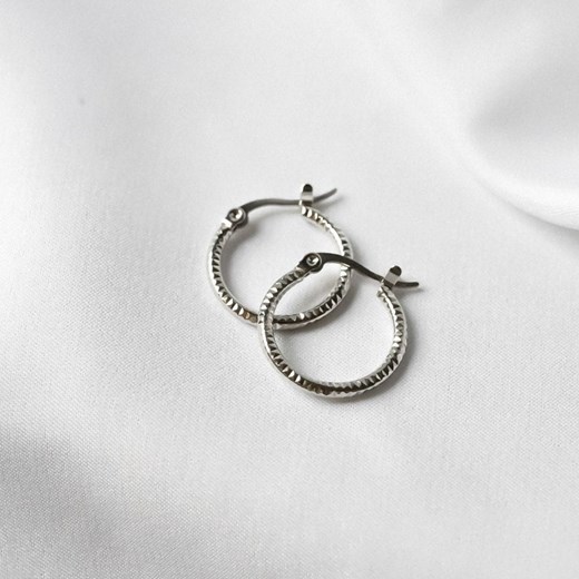 Kolczyki srebrne 20 mm koła prążek ze stali szlachetnej ze sklepu otien.com w kategorii Kolczyki - zdjęcie 179803001