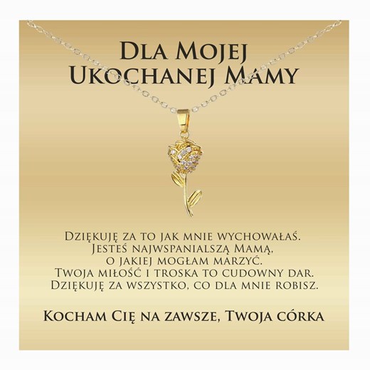Naszyjnik z dedykacją dla Mamy od Córki róża stal szlachetna ze sklepu otien.com w kategorii Naszyjniki - zdjęcie 179803051