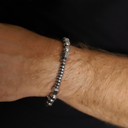 Bransoletka męska z metalowych koralików ze sklepu otien.com w kategorii Bransolety - zdjęcie 179803191