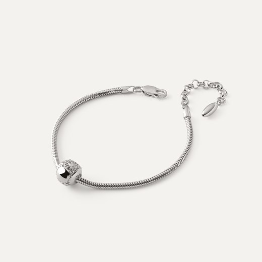Bransoletka Slim z ażurową kulką typu beads, srebro 925 pokryte platyną ze sklepu GIORRE w kategorii Bransoletki - zdjęcie 179803333