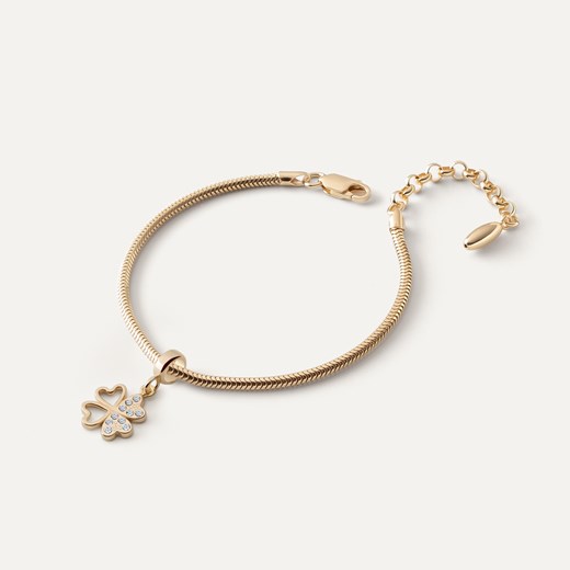 Bransoletka Slim z zawieszką typu beads – koniczynka z cyrkoniami, srebro 925 w złotym pokryciu ze sklepu GIORRE w kategorii Bransoletki - zdjęcie 179803341