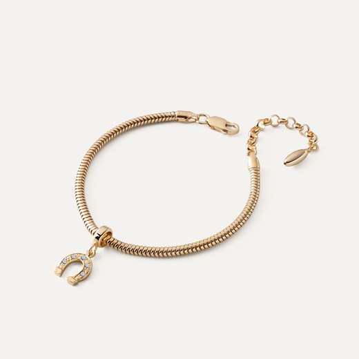 Bransoletka z zawieszką typu beads – podkowa z cyrkoniami, srebro 925 w złotym pokryciu ze sklepu GIORRE w kategorii Bransoletki - zdjęcie 179803411