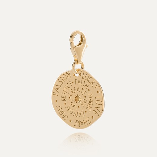 Charms - moneta, talizman szczęścia  , srebro 925 w złotym pokryciu ze sklepu GIORRE w kategorii Zawieszki - zdjęcie 179803413