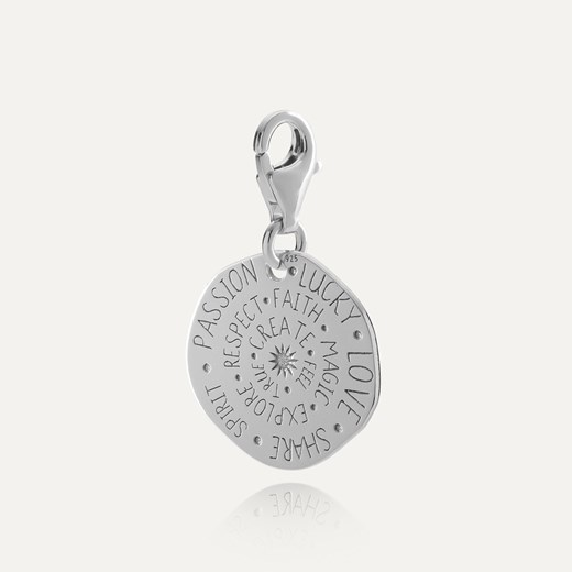 Charms - moneta, talizman szczęścia, srebro 925 w pokryciu platyną ze sklepu GIORRE w kategorii Zawieszki - zdjęcie 179803414