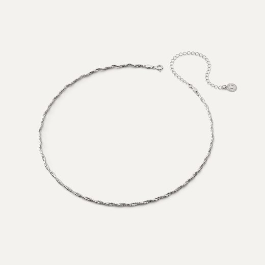 Srebrny choker pleciony z dwóch łańcuszków w pokryciu platyną - długość 35+10 cm ze sklepu GIORRE w kategorii Naszyjniki - zdjęcie 179803421