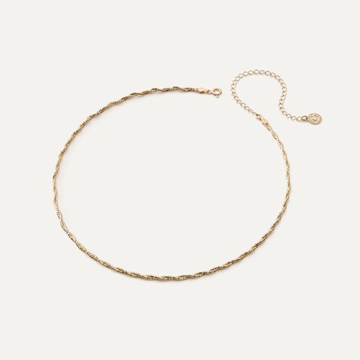 Srebrny choker pleciony z dwóch łańcuszków   , srebro 925 w złotym pokryciu - długość 35+10 cm ze sklepu GIORRE w kategorii Naszyjniki - zdjęcie 179803422
