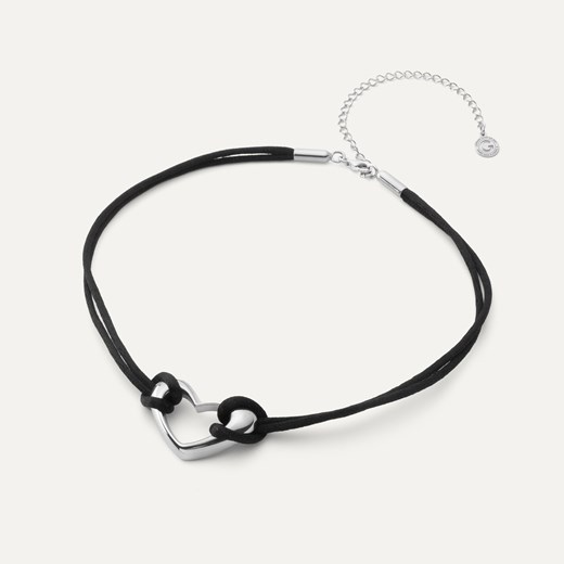 Choker z asymetrycznym sercem, srebro 925 w pokryciu platyną ze sklepu GIORRE w kategorii Bransoletki - zdjęcie 179803432