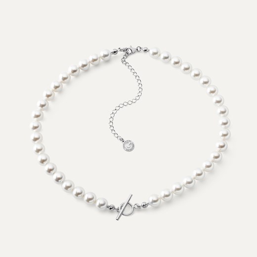 Choker z perłami GAVBARI 0,8 cm - baza do charmsów, srebro 925 w pokryciu platyną ze sklepu GIORRE w kategorii Naszyjniki - zdjęcie 179803440