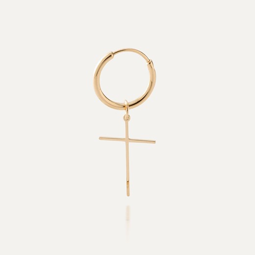 Męski kolczyk koło 1,7 cm z krzyżykiem, srebro 925 w złotym pokryciu ze sklepu GIORRE w kategorii Kolczyki - zdjęcie 179803752