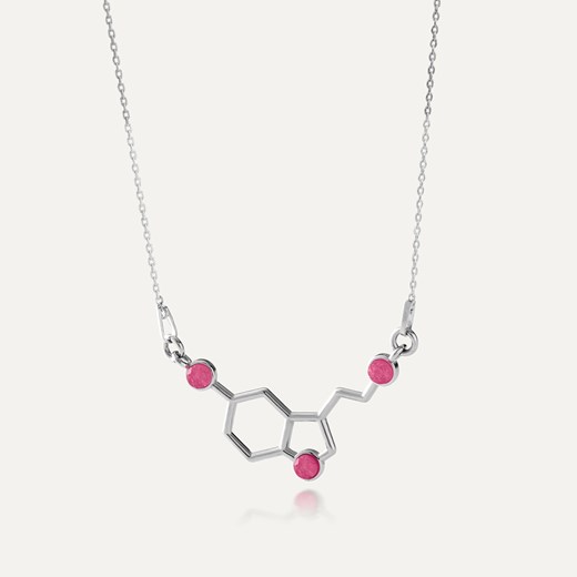 Naszyjnik serotonina z kamieniami - jadeit różowy, srebro 925 w pokryciu platyną ze sklepu GIORRE w kategorii Naszyjniki - zdjęcie 179803910