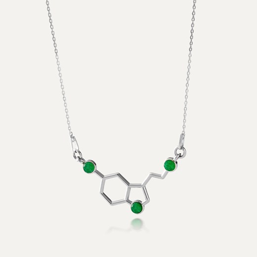 Naszyjnik serotonina z kamieniem - jadeit zielony, srebro 925 w pokryciu platyną ze sklepu GIORRE w kategorii Naszyjniki - zdjęcie 179803912