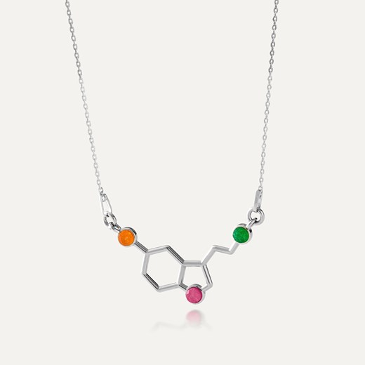 Naszyjnik serotonina z kolorowymi kamieniami, srebro 925 w pokryciu platyną ze sklepu GIORRE w kategorii Naszyjniki - zdjęcie 179803914