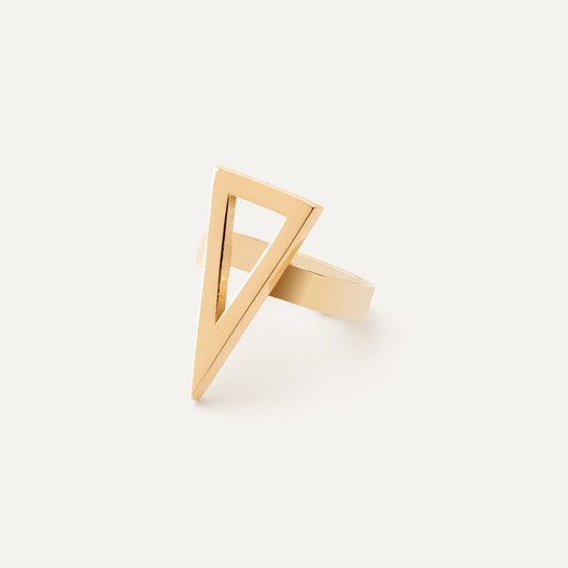 Pierścionek figura geometryczna trójkąt, srebro 925 w złotym pokryciu , Rozmiar pierścionka: 11 | Φ16,00 MM ze sklepu GIORRE w kategorii Pierścionki - zdjęcie 179803990