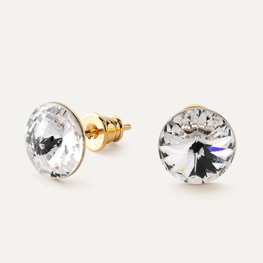 Srebrne kolczyki rivoli crystal 10 mm w złotym pokryciu ze sklepu GIORRE w kategorii Kolczyki - zdjęcie 179804210