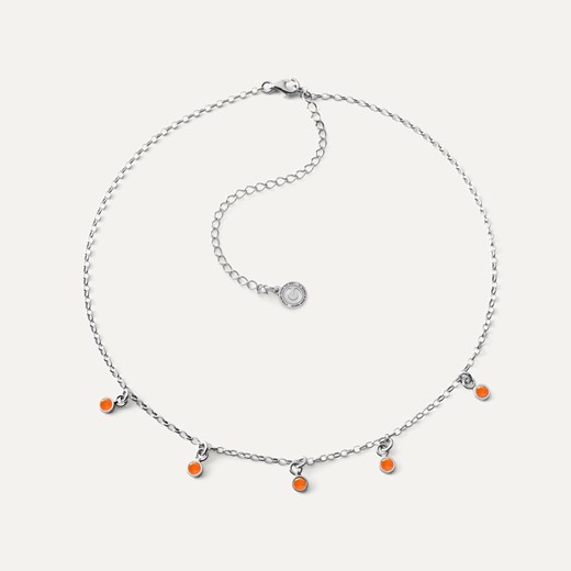 Srebrny choker z zawieszkami - jadeit pomarańczowy w pokryciu platyną ze sklepu GIORRE w kategorii Naszyjniki - zdjęcie 179804303