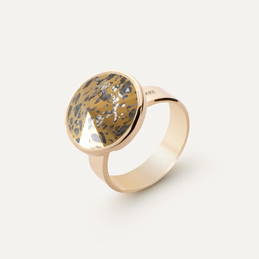 Srebrny pierścionek z kryształem GAVBARI - Golden Patina w złotym pokryciu - rozmiar 11 ze sklepu GIORRE w kategorii Pierścionki - zdjęcie 179804502