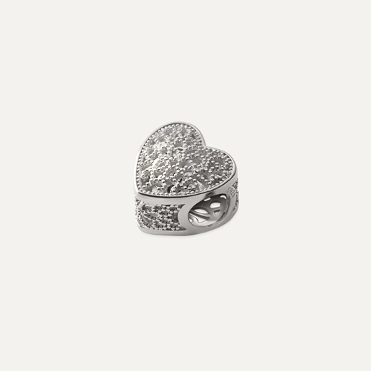 Zawieszka typu beads ażurowe serce, srebro 925 pokryte platyną ze sklepu GIORRE w kategorii Zawieszki - zdjęcie 179804573
