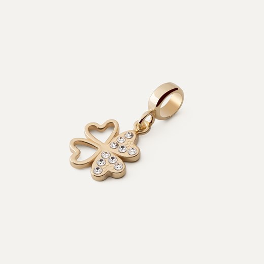 Zawieszka typu beads – koniczynka z cyrkoniami, srebro 925 w złotym pokryciu ze sklepu GIORRE w kategorii Zawieszki - zdjęcie 179804574