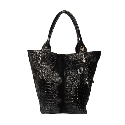 Uniwersalna torebka shoperka skórzana Vezze Maryvette Czarna ze sklepu Rafallo w kategorii Torby Shopper bag - zdjęcie 179811214