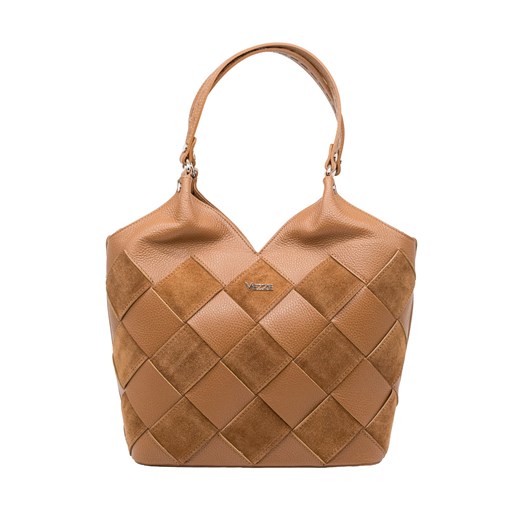 Klasyczna torebka Grace ze skóry naturalnej Karmel ze sklepu Rafallo w kategorii Torby Shopper bag - zdjęcie 179811434