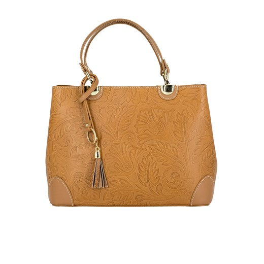 Klasyczna torebka Scarlett ze skóry naturalnej Karmel ze sklepu Rafallo w kategorii Torby Shopper bag - zdjęcie 179811440