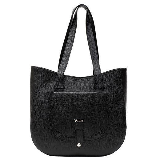 Elegancka torebka skórzana Vezze Solange Czarna ze sklepu Rafallo w kategorii Torby Shopper bag - zdjęcie 179811443