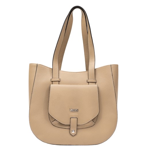 Elegancka torebka skórzana Vezze Solange Beżowa ze sklepu Rafallo w kategorii Torby Shopper bag - zdjęcie 179811451