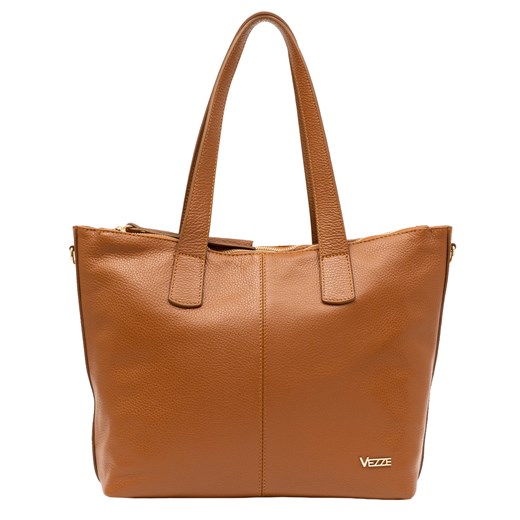 Uniwersalna torebka skórzana Vezze Solenne Koniak ze sklepu Rafallo w kategorii Torby Shopper bag - zdjęcie 179811453
