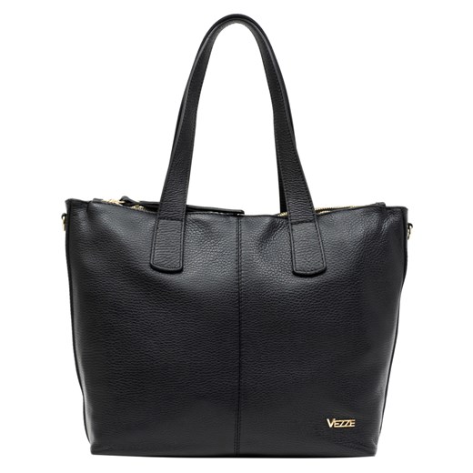 Uniwersalna torebka skórzana Vezze Solenne Czarna ze sklepu Rafallo w kategorii Torby Shopper bag - zdjęcie 179811454