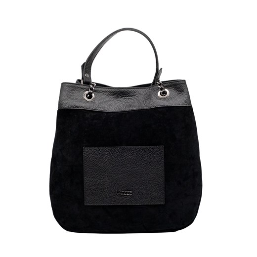 Zamszowa torebka Emily typu worek Czarna ze sklepu Rafallo w kategorii Torby Shopper bag - zdjęcie 179811550