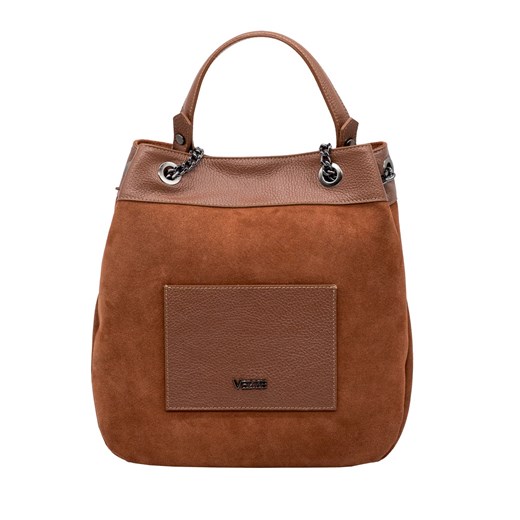 Zamszowa torebka Emily typu worek Brązowa ze sklepu Rafallo w kategorii Torby Shopper bag - zdjęcie 179811552