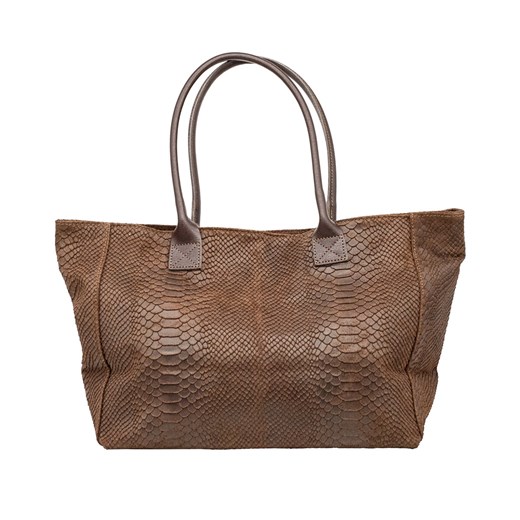 Shopperka Mila ze skóry naturalnej Brązowa ze sklepu Rafallo w kategorii Torby Shopper bag - zdjęcie 179811614