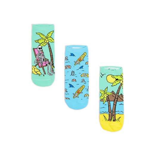 Cropp - 3 pack skarpet z wakacyjnym motywem - niebieski ze sklepu Cropp w kategorii Skarpetki męskie - zdjęcie 179811653