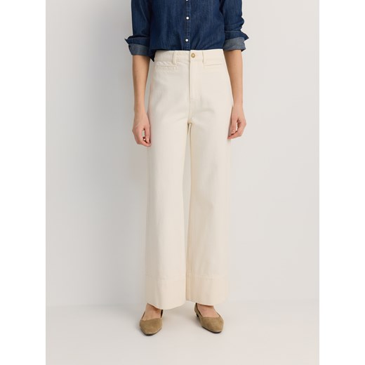 Reserved - Jeansy wide leg - beżowy ze sklepu Reserved w kategorii Jeansy damskie - zdjęcie 179812170