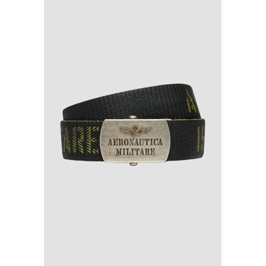 AERONAUTICA MILITARE Zielony męski pasek Herringbone Ribbon Bel, Rozmiar 90 ze sklepu outfit.pl w kategorii Paski męskie - zdjęcie 179812230