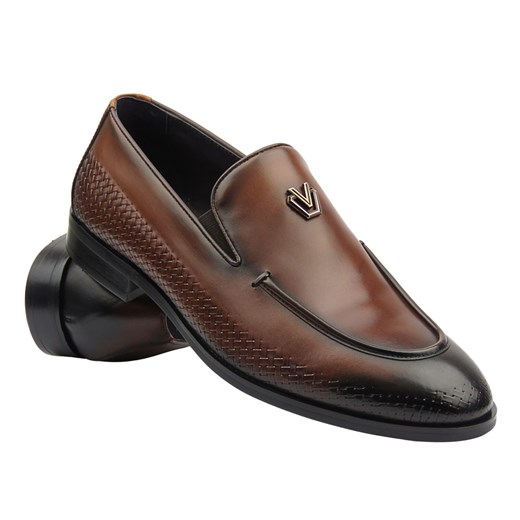 Eleganckie mokasyny, półbuty męskie brązowe JOHN DOUBARE QA816E-G1-H273 ze sklepu ulubioneobuwie w kategorii Mokasyny męskie - zdjęcie 179812292