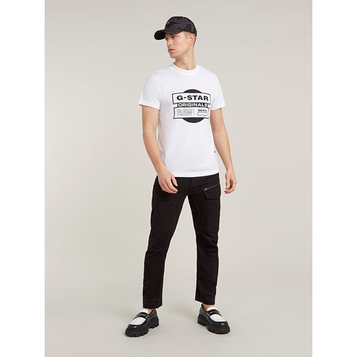 G-Star t-shirt męski bawełniany biały z napisami