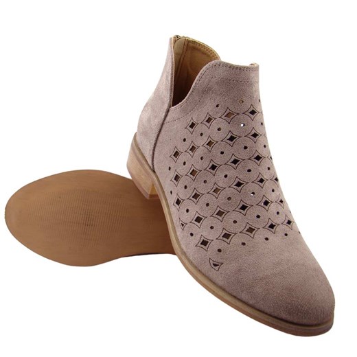 Botki Potocki bez zapięcia płaskie casual z zamszu 