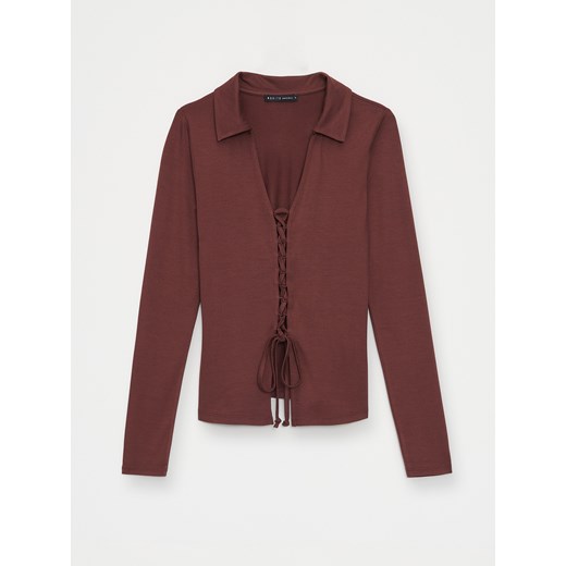 Mohito - Bluzka z ozdobnym przodem - brązowy Mohito XS Mohito