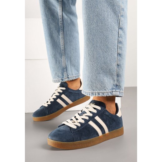 Granatowe Sneakersy w Stylu Tenisówek z Paski Telliona ze sklepu born2be.pl w kategorii Buty sportowe damskie - zdjęcie 179819163