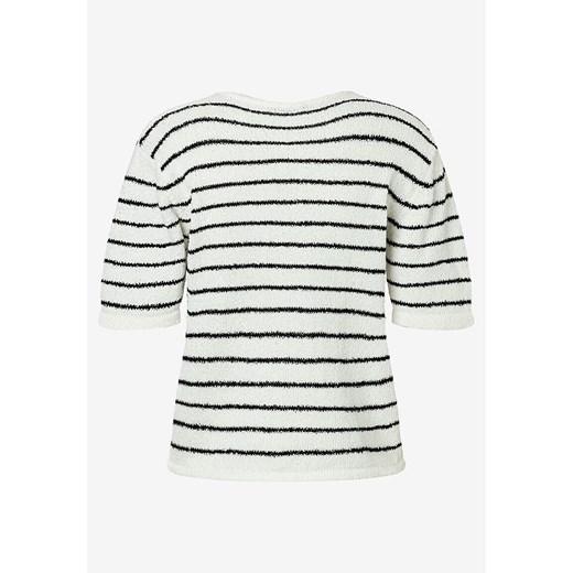 Sweter damski More & bawełniany z okrągłym dekoltem w paski casual zimowy 