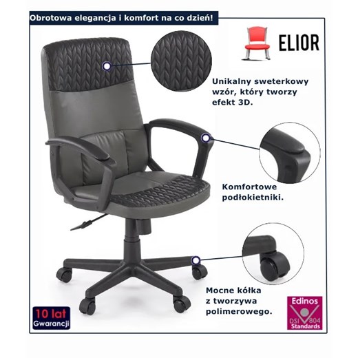 Fotel nowoczesny obrotowy czarny + popiel Blip Elior One Size Edinos.pl