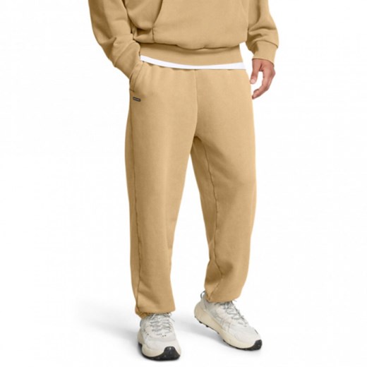 Męskie spodnie dresowe Under Armour UA Icon Hwt Flc Wash Os Pant - brązowe ze sklepu Sportstylestory.com w kategorii Spodnie męskie - zdjęcie 179824201